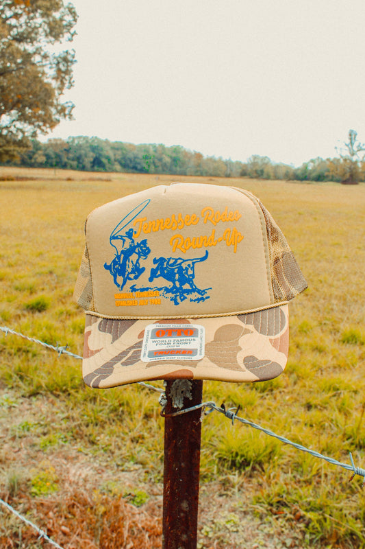 Tennessee Rodeo Round-Up Green Camo Foam Trucker Hat