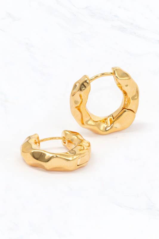 Rosalind Textured Gold Huggie Earrings