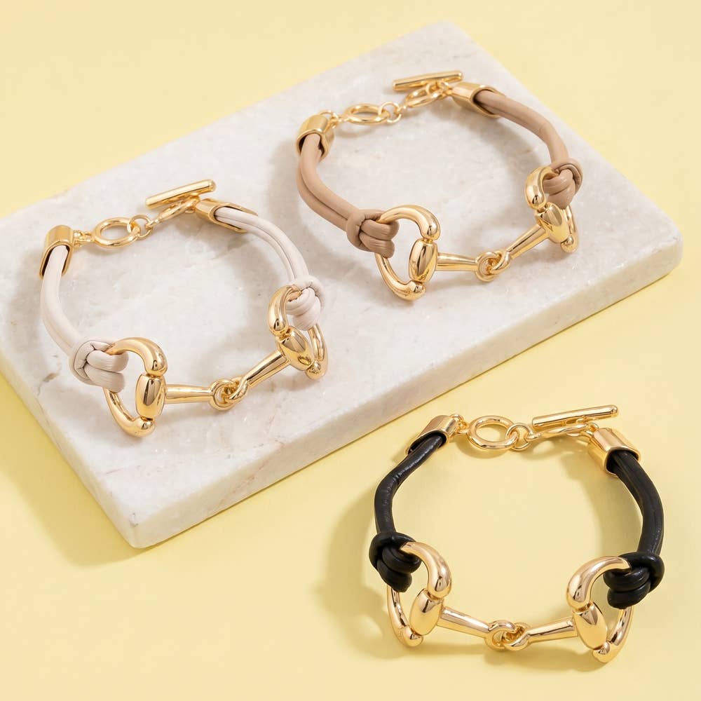 Finch Leather Horse Bit Bracelet