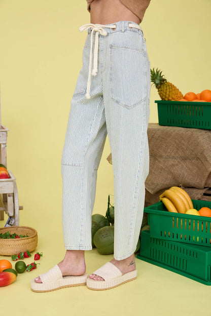 Darcy Striped Rope Belt Barrel Pants