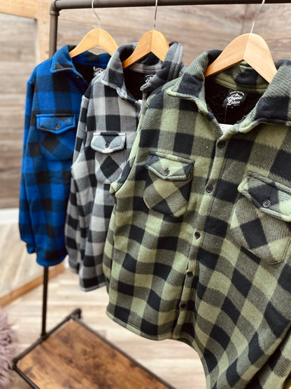 Men's Fleece Plaid Sherpa-lined Buttondown