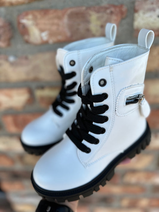 Girls Reyna White Combat Boots