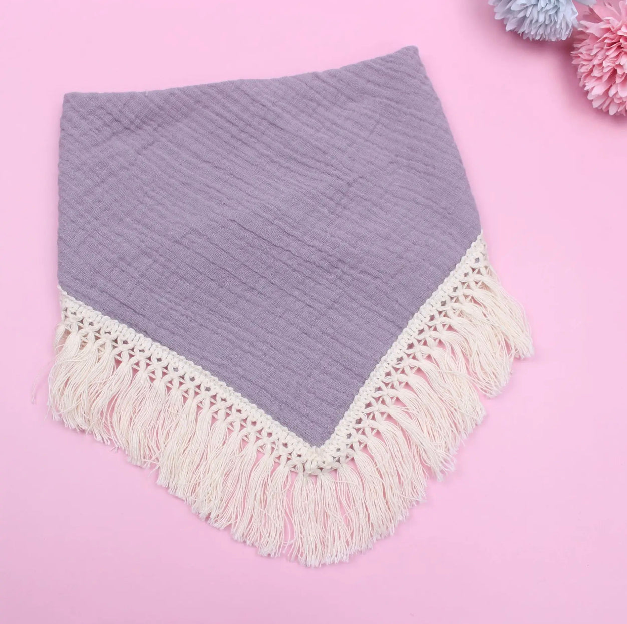 Baby Girl Fringe Muslin Drool Bib