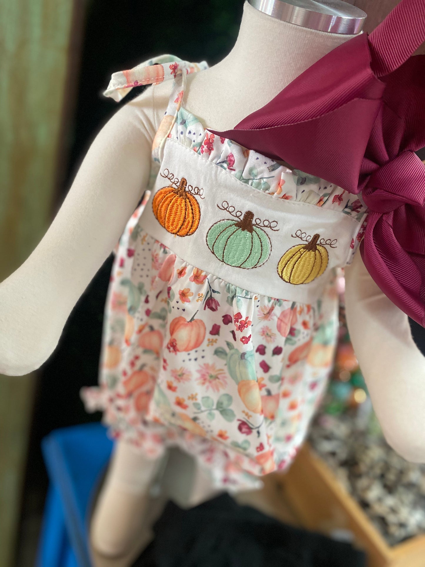 Baby Girl Pumpkin Bubble Romper