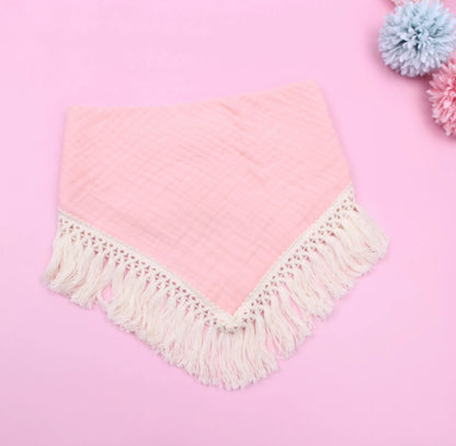 Baby Girl Fringe Muslin Drool Bib