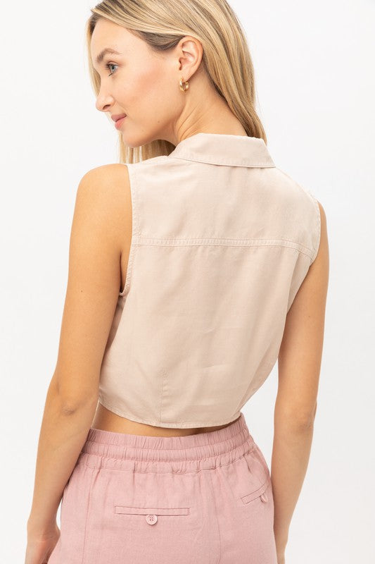 **SALE!!** Ellie Tencel Button Tie Top (Size Large)