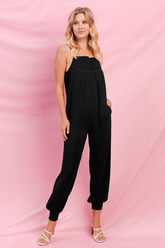 Smocked Harem Jumpsuit (Sizes 2X-3X)