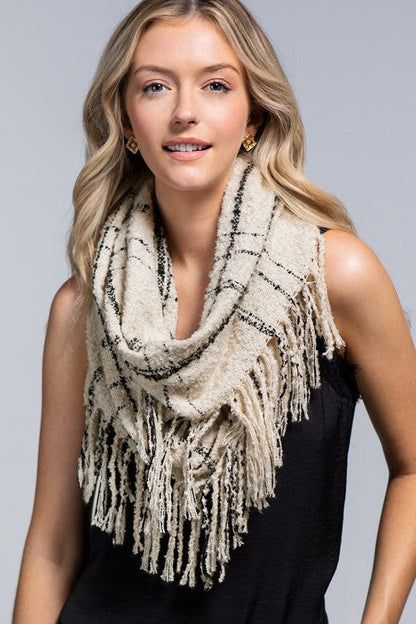 Plaid Infinity Tassel Scarf