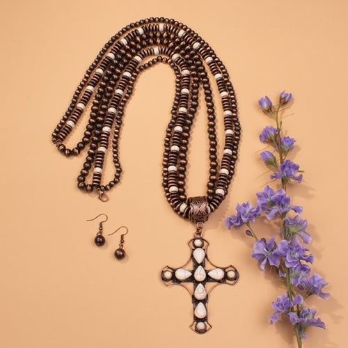 Abilene Cross Stone Earrings & Necklaces