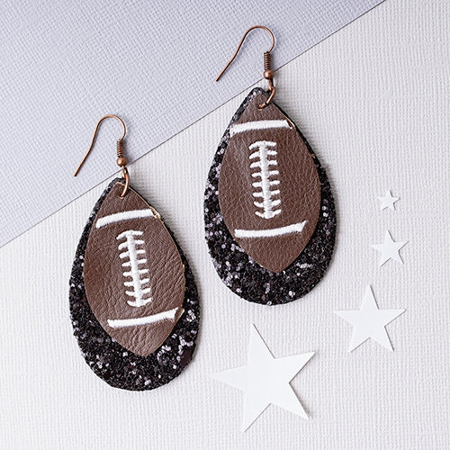 Glitter Layered Football Earrings