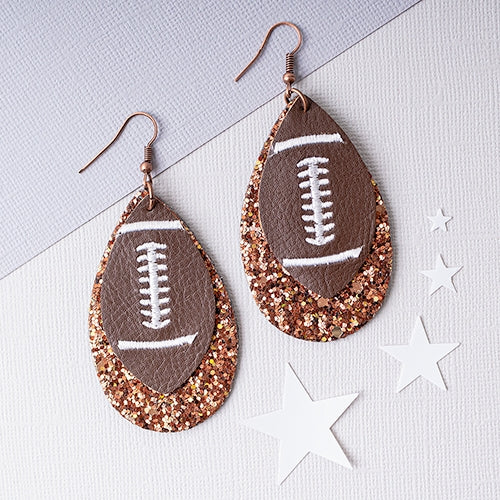 Glitter Layered Football Earrings