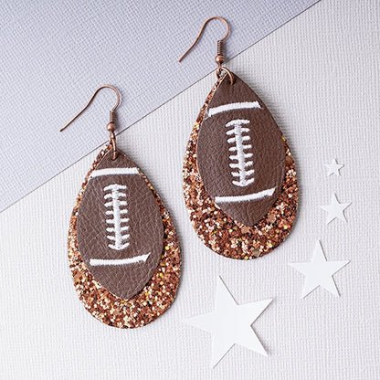 Glitter Layered Football Earrings