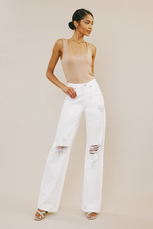 Daviess Kancan White 90s Flares