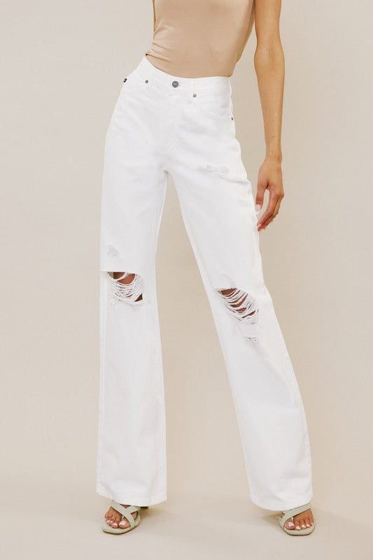 Daviess Kancan White 90s Flares