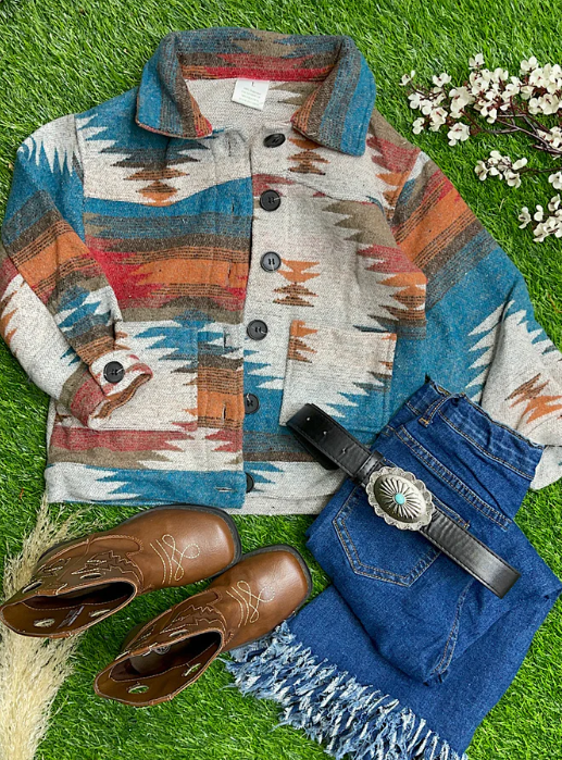 **SALE!** Girls Warm Aztec Blanket Jacket (Size 3T)