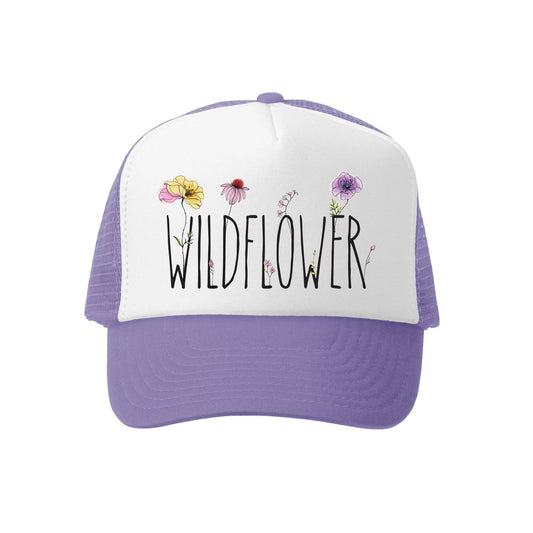 Girls Wild Flower Purple Trucker Hat