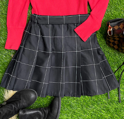 Girls Plaid Pleated Skirt