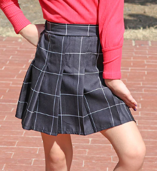 Girls Plaid Pleated Skirt