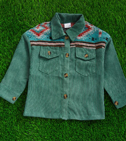 Kids Unisex Tribal Corduroy Shacket