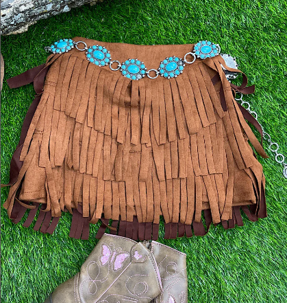 Girls Fringe Suede Skirts