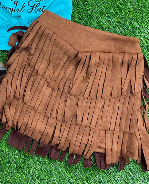 Girls Fringe Suede Skirts