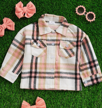 **SALE!** Girls Pink Stillwater Flannel Shacket (Size 5/6Y)