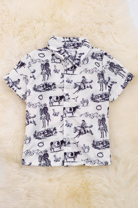 Boys Rodeo Time Collared Buttondown