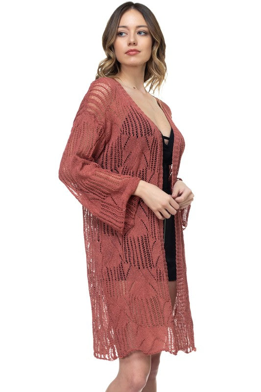 **SALE!** Dark Burgundy Crochet Cardigan (Size Medium)