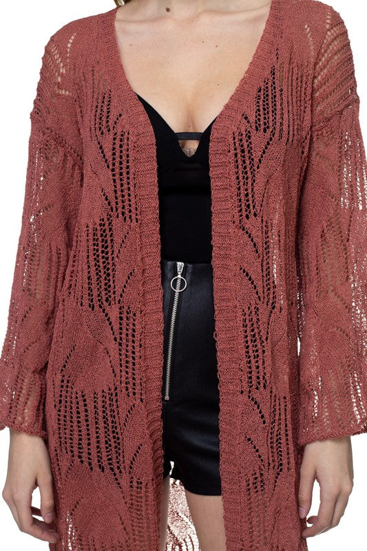 **SALE!** Dark Burgundy Crochet Cardigan (Size Medium)