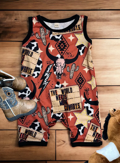 Baby Boy World Needs More Cowboys Romper