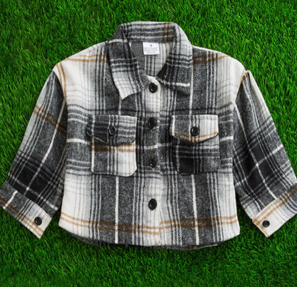**SALE!** Girls Black Stillwater Flannel Shacket