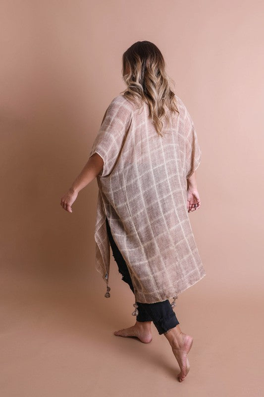 **SALE!** Grid & Tassel Kimono