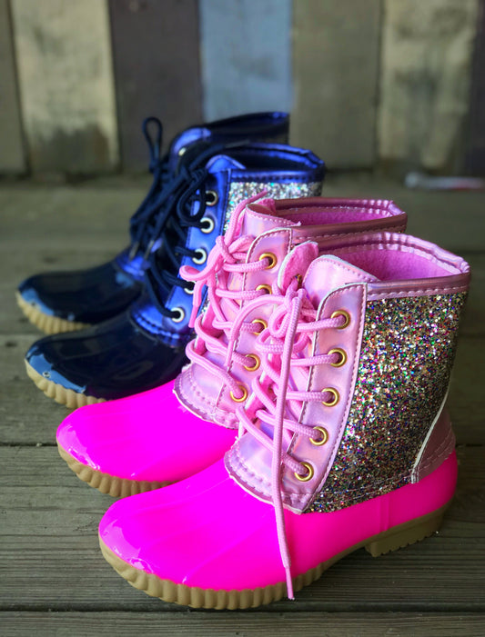 Youth Luna Glitter Duck Boots (Size 4)
