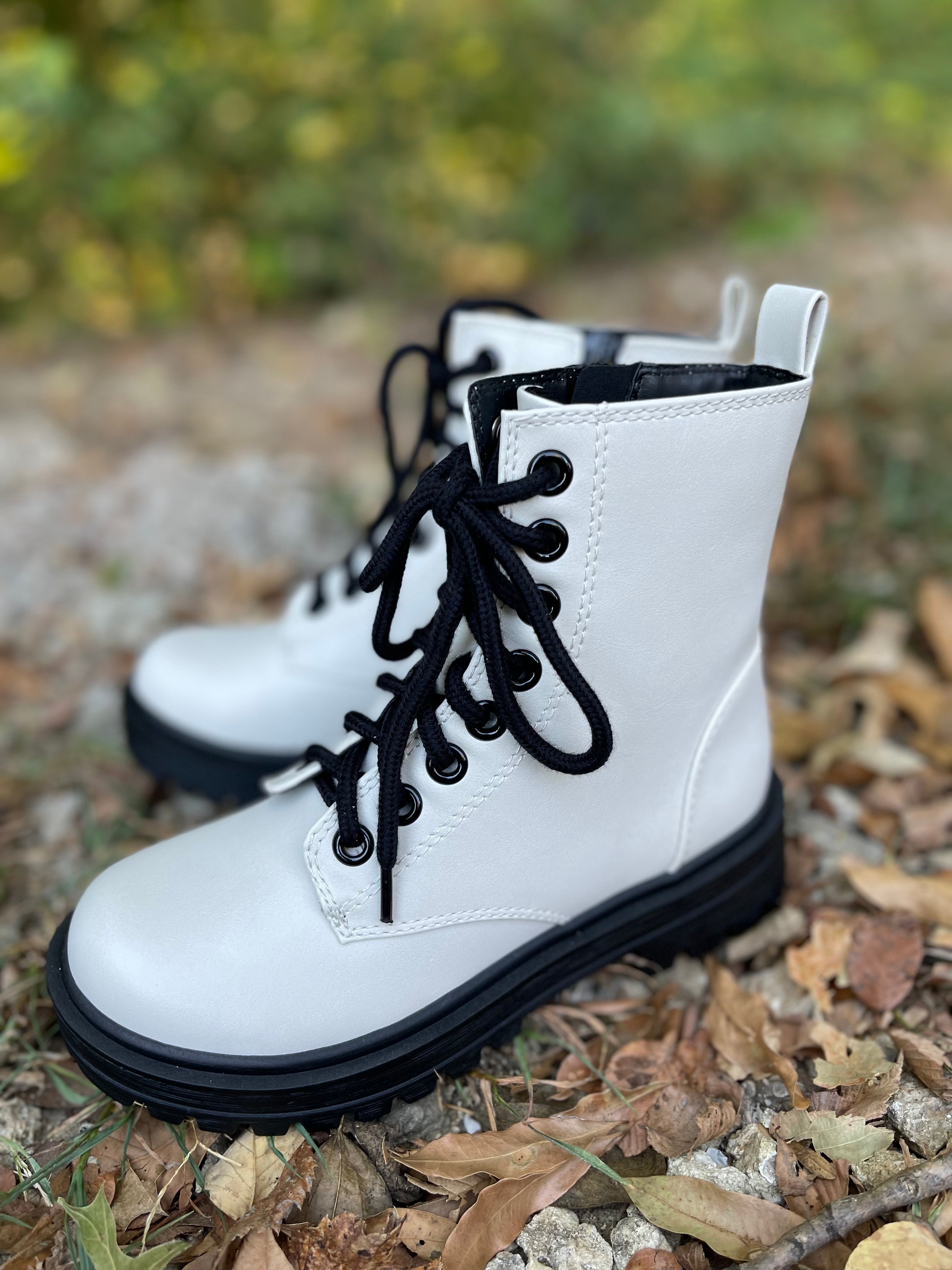 Girls white combat on sale boots