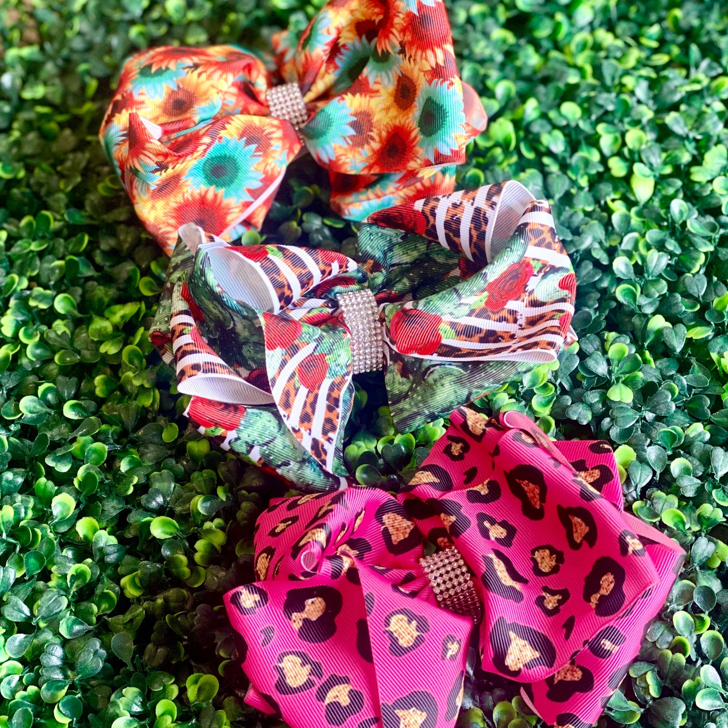 Rhinestone Printed Bows