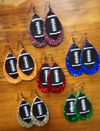 Glitter Layered Football Earrings