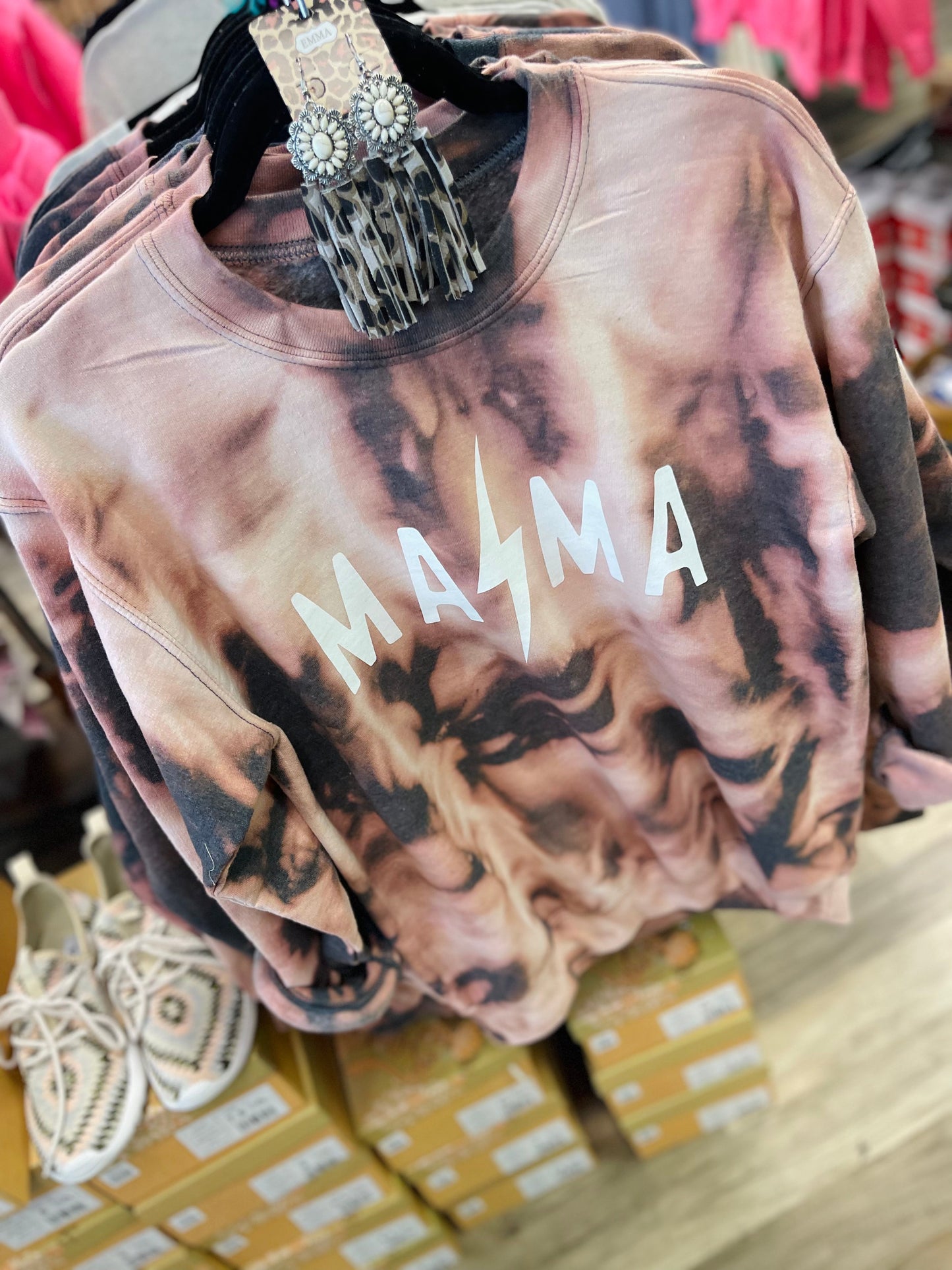 **SALE!** Lightning Bolt Mama Bleached Sweatshirt