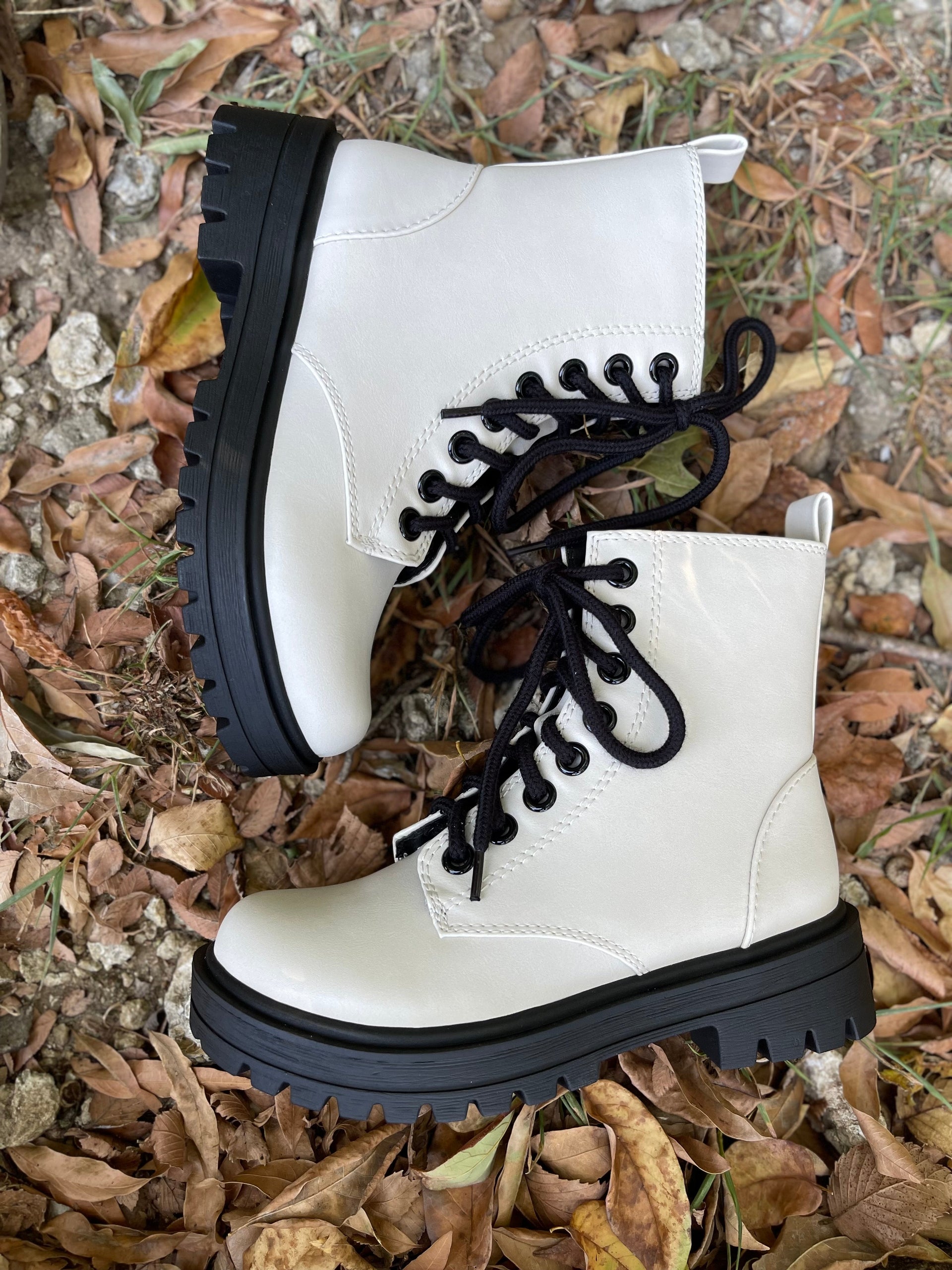 white combat shoes